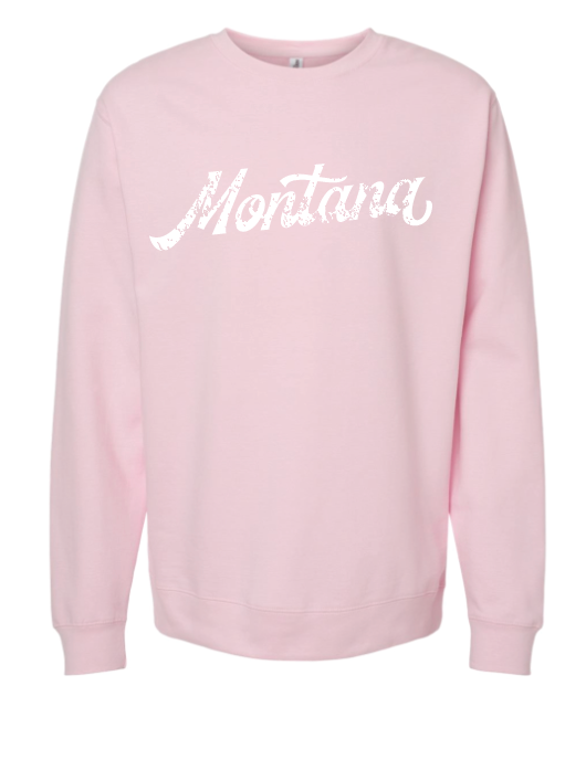 Montana Distressed Script Midweight Crewneck