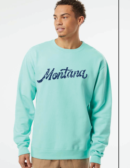 Montana Distressed Script Midweight Crewneck