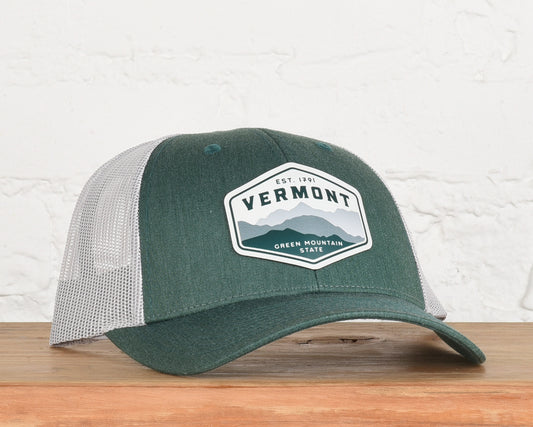 Vermont Mountains Printed leather Patch Snapback