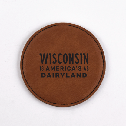 Wisconsin PU Leather Coasters