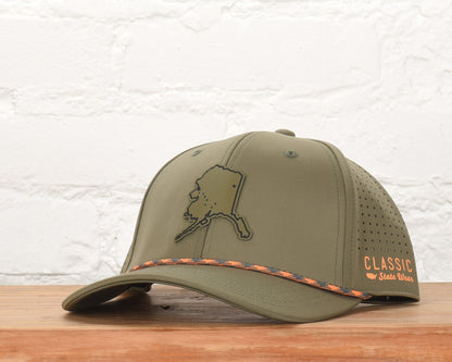 Alaska State Flag Leather Engraved Dri-fit Performance Rope Hat