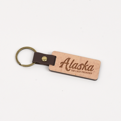 Alaska Wood/Leather Keychain