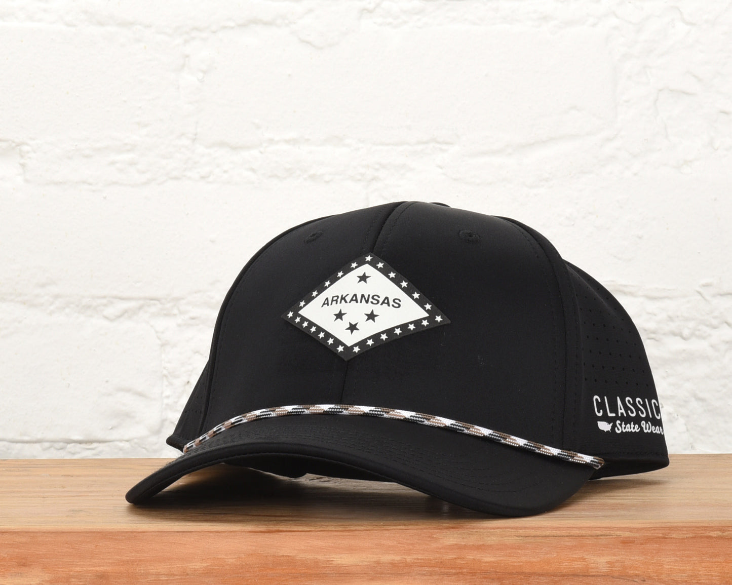 Arkansas State Flag Leather Engraved Dri-fit Performance Rope Hat