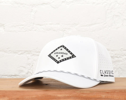 Arkansas State Flag Leather Engraved Dri-fit Performance Rope Hat