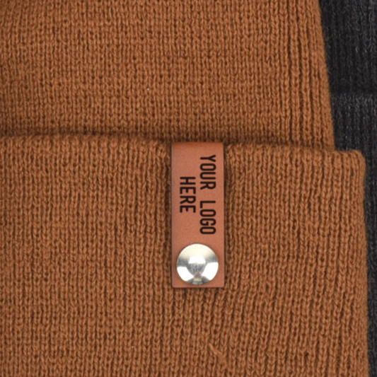 Custom Leather Tab Beanie