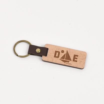 Delaware Wood/Leather Keychain