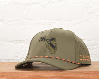 Florida State Flag Leather Engraved Dri-fit Performance Rope Hat