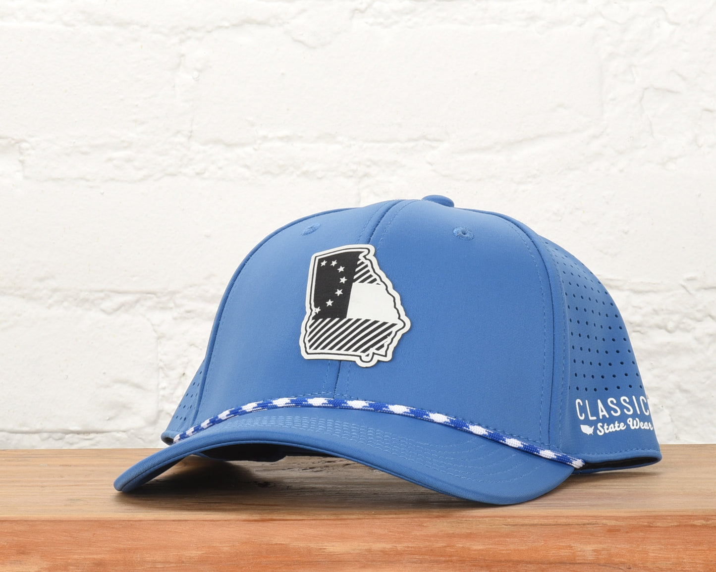 Georgia State Flag Leather Engraved Dri-fit Performance Rope Hat