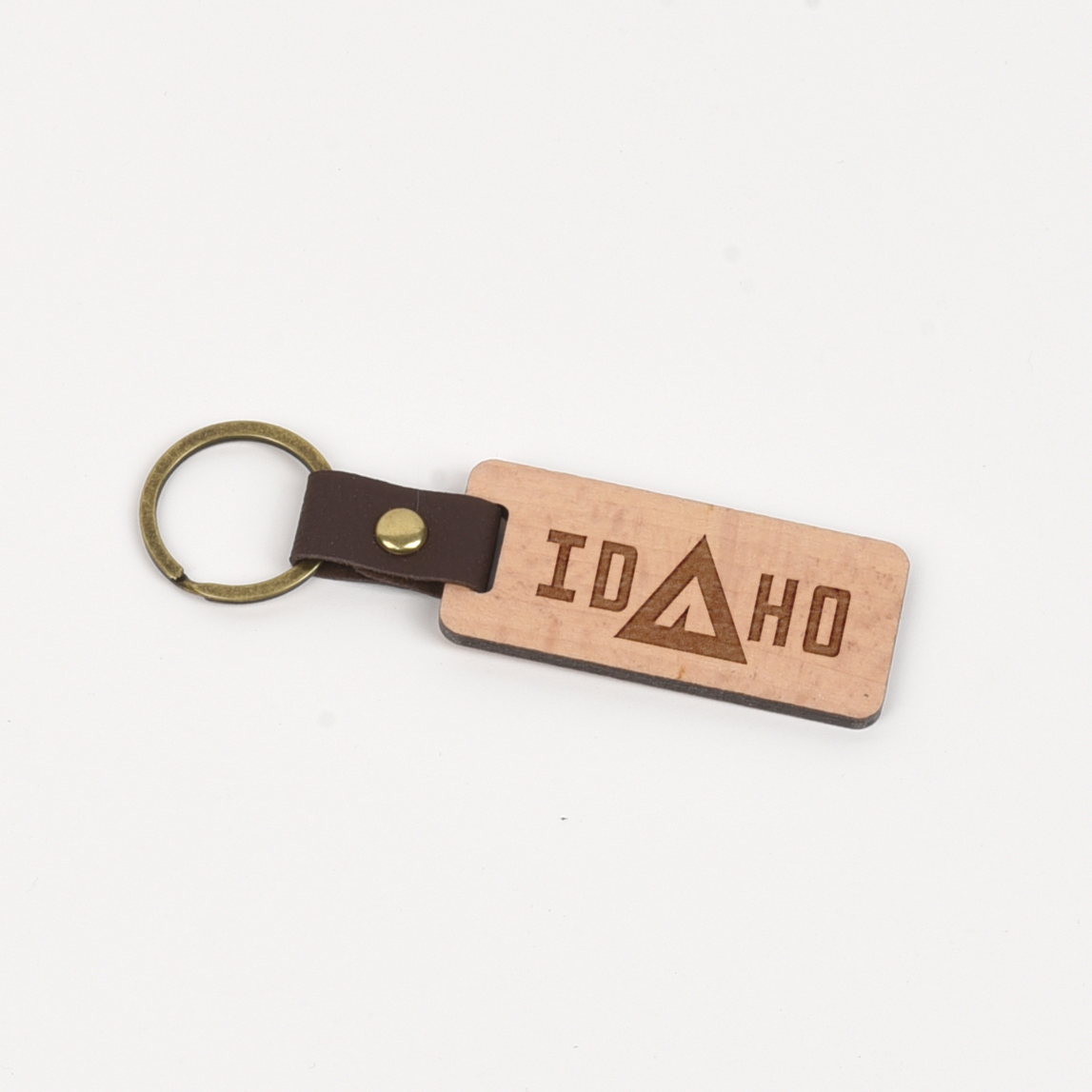 Idaho Wood/Leather Keychain