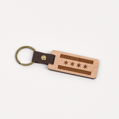 Illinois Wood/Leather Keychain