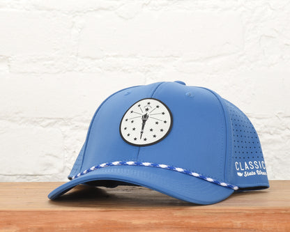 Indiana State Flag Leather Engraved Dri-fit Performance Rope Hat