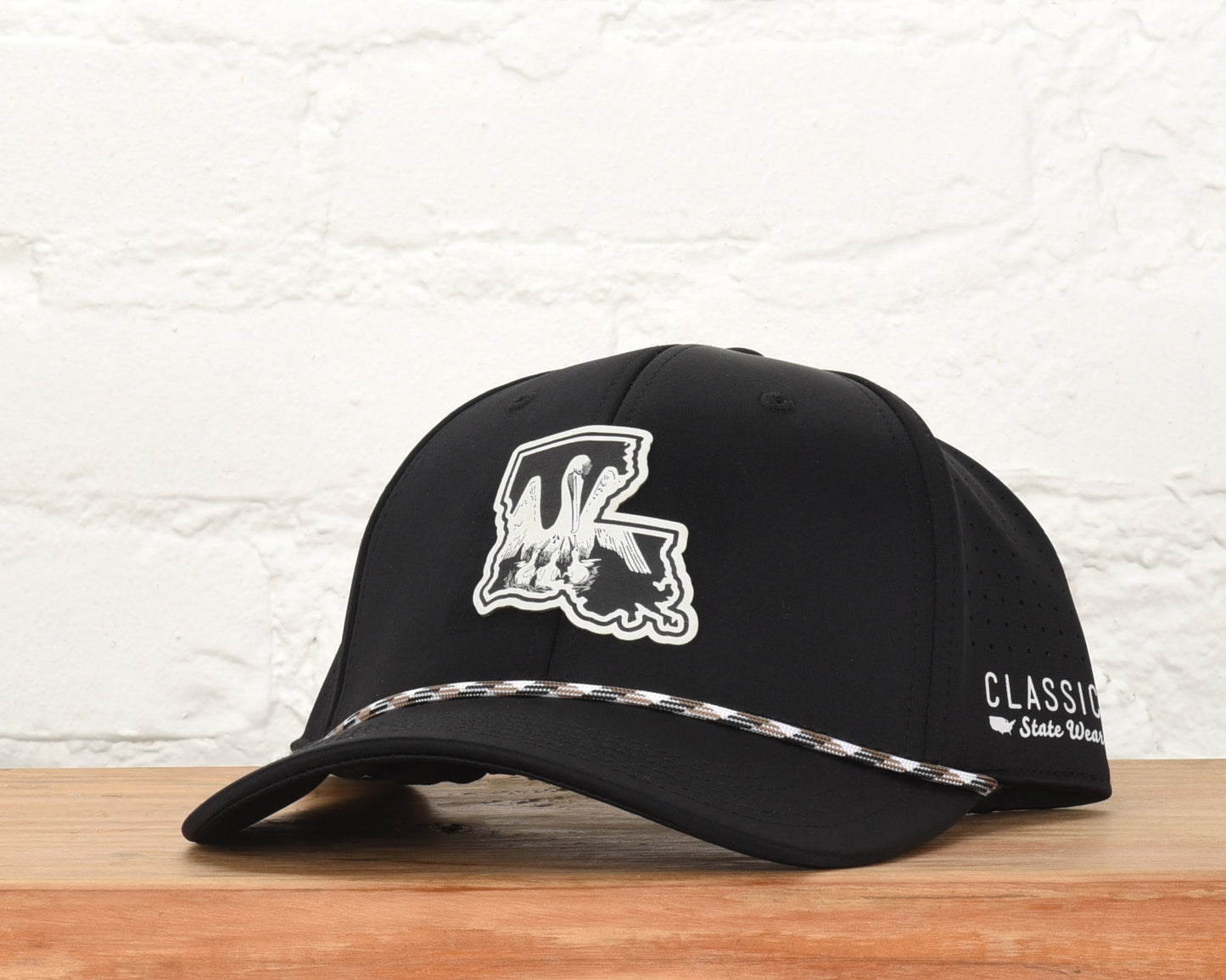 Louisiana State Flag Leather Engraved Dri-fit Performance Rope Hat