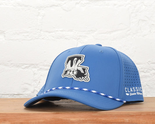 Louisiana State Flag Leather Engraved Dri-fit Performance Rope Hat