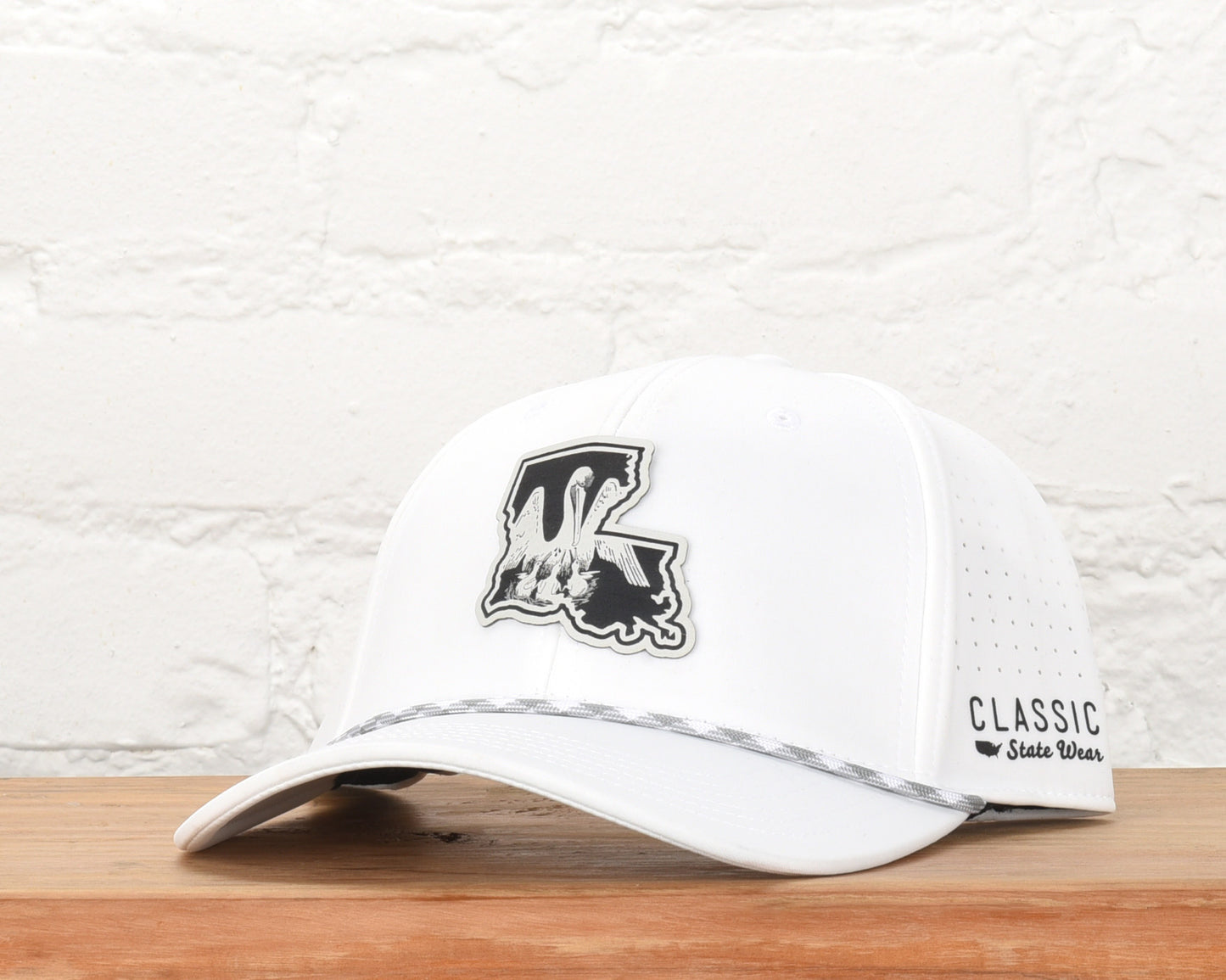 Louisiana State Flag Leather Engraved Dri-fit Performance Rope Hat