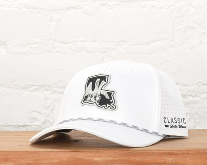 Louisiana State Flag Leather Engraved Dri-fit Performance Rope Hat