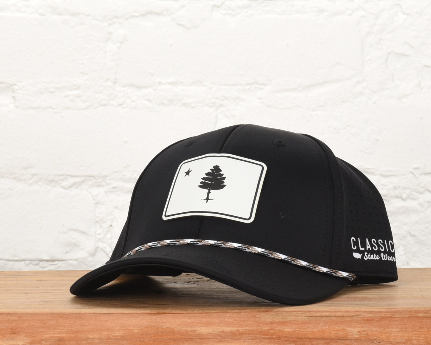 Maine State Flag Leather Engraved Dri-fit Performance Rope Hat