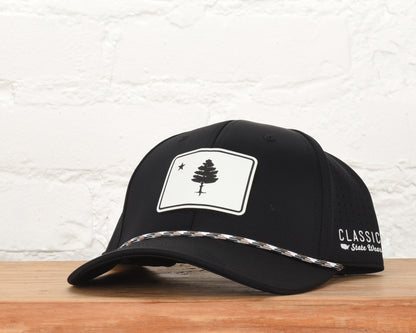 Maine State Flag Leather Engraved Dri-fit Performance Rope Hat
