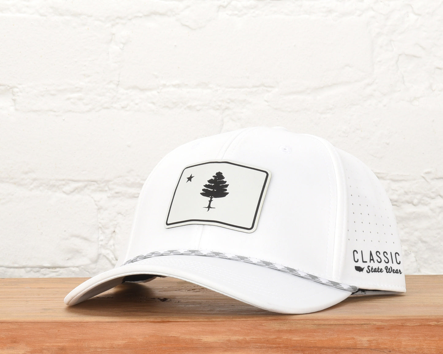 Maine State Flag Leather Engraved Dri-fit Performance Rope Hat