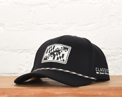 Maryland State Flag Leather Engraved Dri-fit Performance Rope Hat