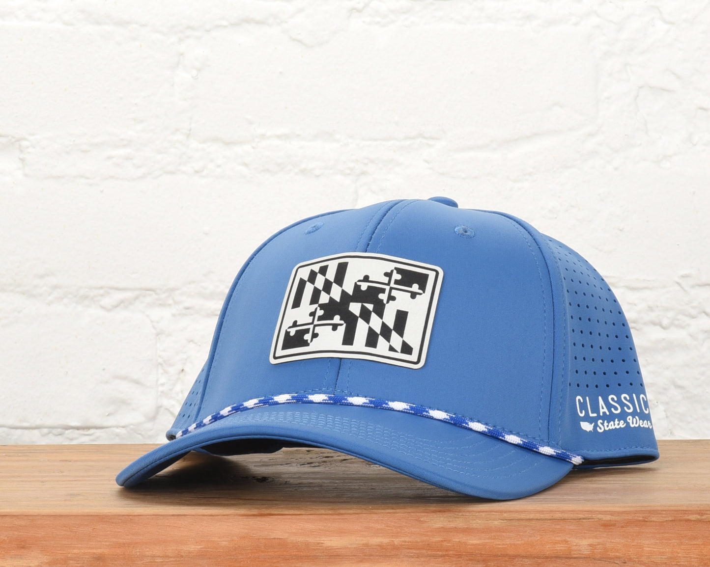 Maryland State Flag Leather Engraved Dri-fit Performance Rope Hat