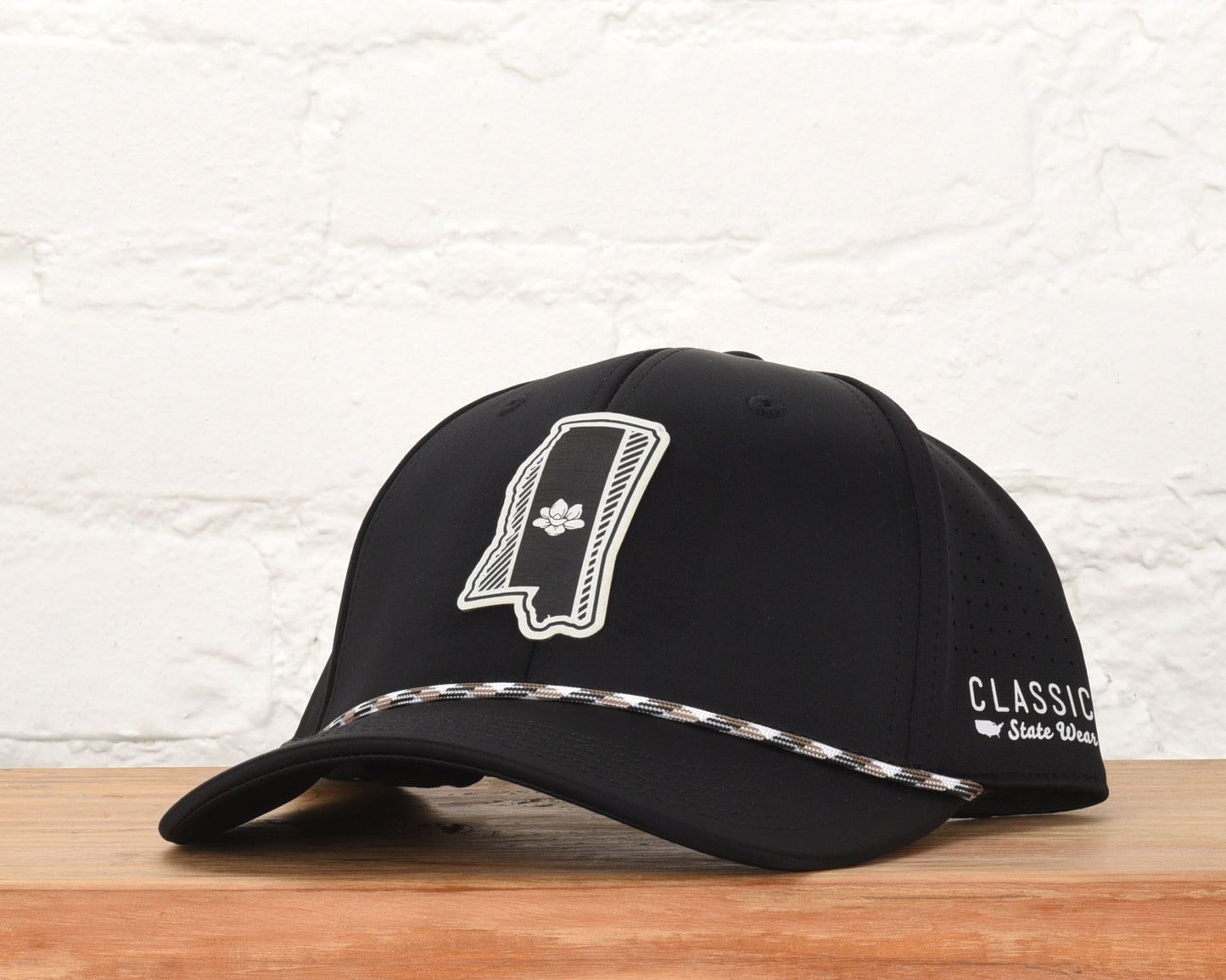 Mississippi State Flag Leather Engraved Dri-fit Performance Rope Hat
