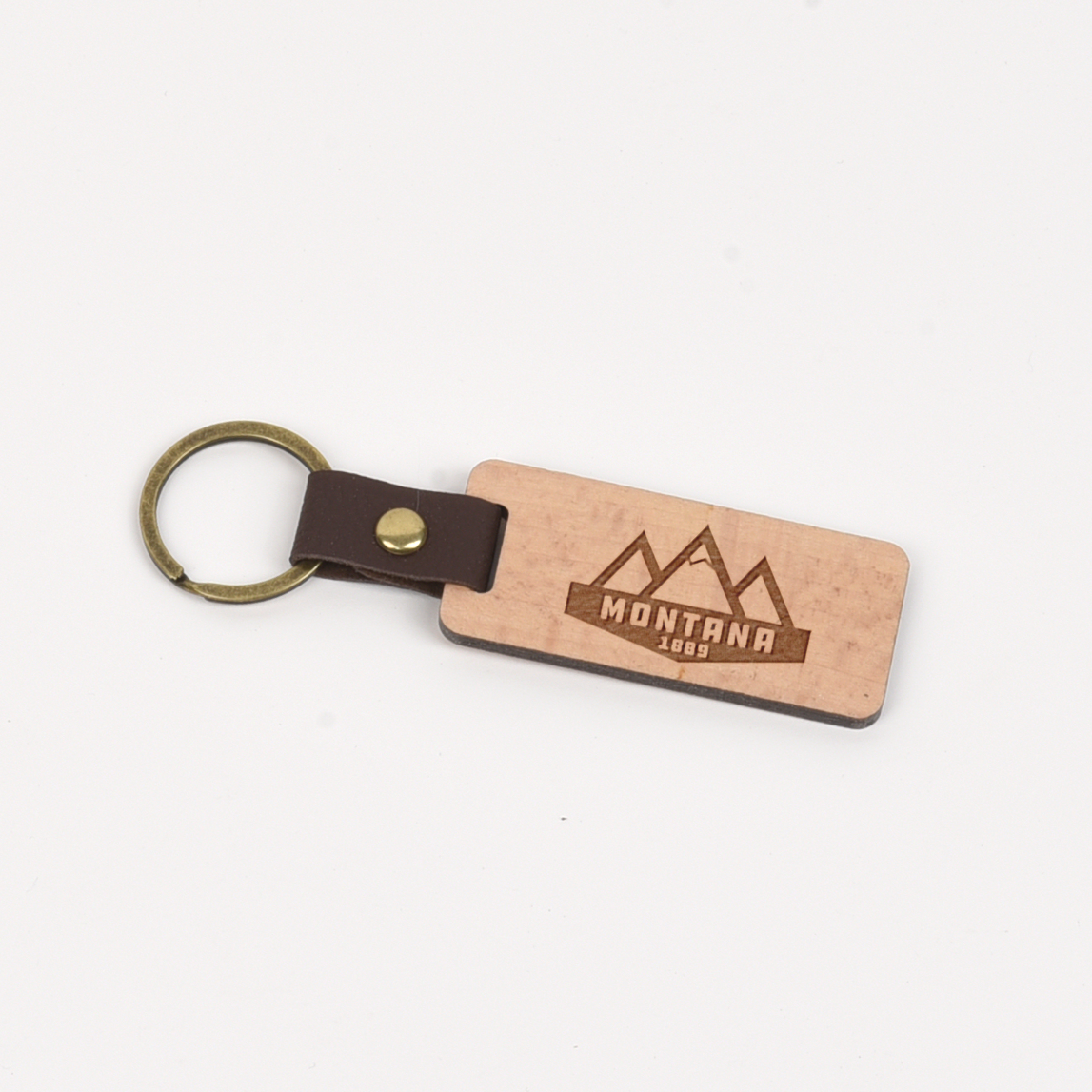 Montana Wood/Leather Keychain