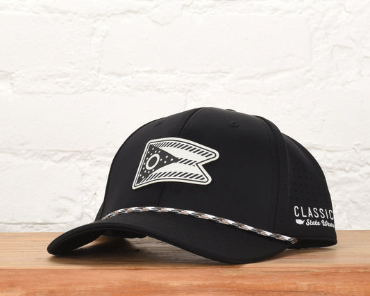 Ohio State Flag Leather Engraved Dri-fit Performance Rope Hat