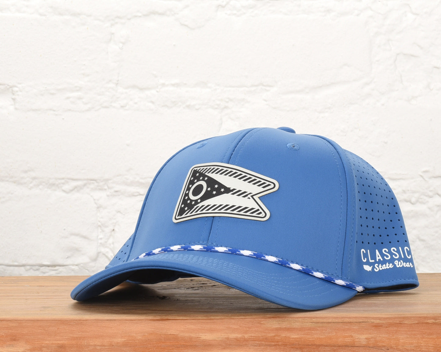 Ohio State Flag Leather Engraved Dri-fit Performance Rope Hat