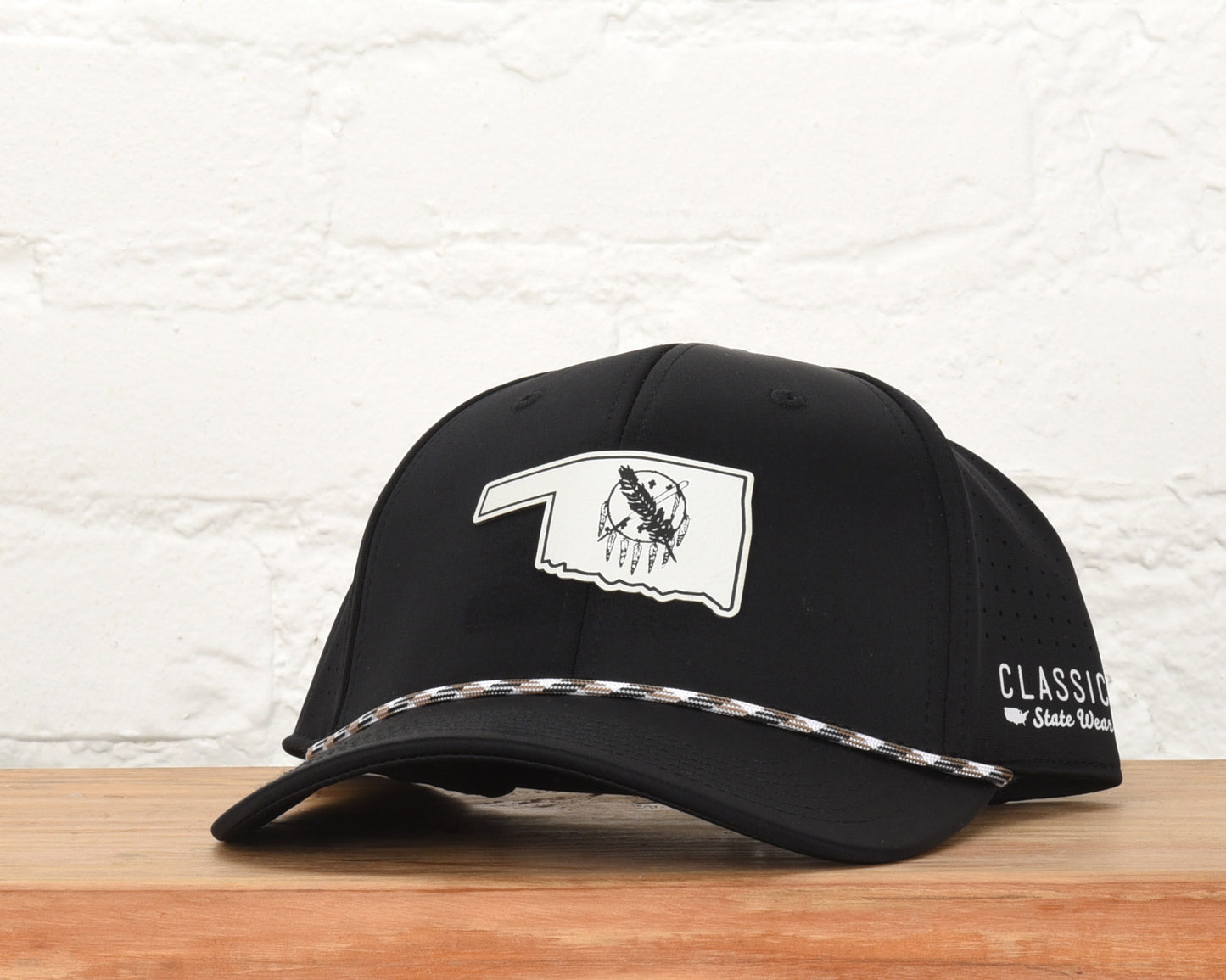 Oklahoma State Flag Leather Engraved Dri-fit Performance Rope Hat