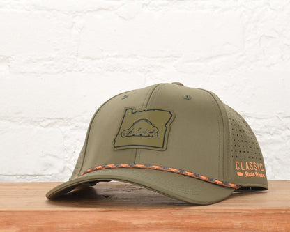 Oregon State Flag Leather Engraved Dri-fit Performance Rope Hat