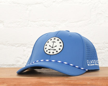 Rhode Island State Flag Leather Engraved Dri-fit Performance Rope Hat