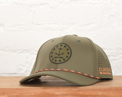 Rhode Island State Flag Leather Engraved Dri-fit Performance Rope Hat