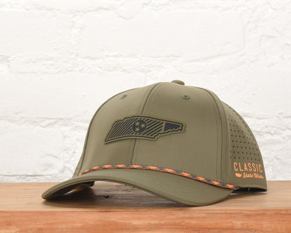Tennessee State Flag Leather Engraved Dri-fit Performance Rope Hat