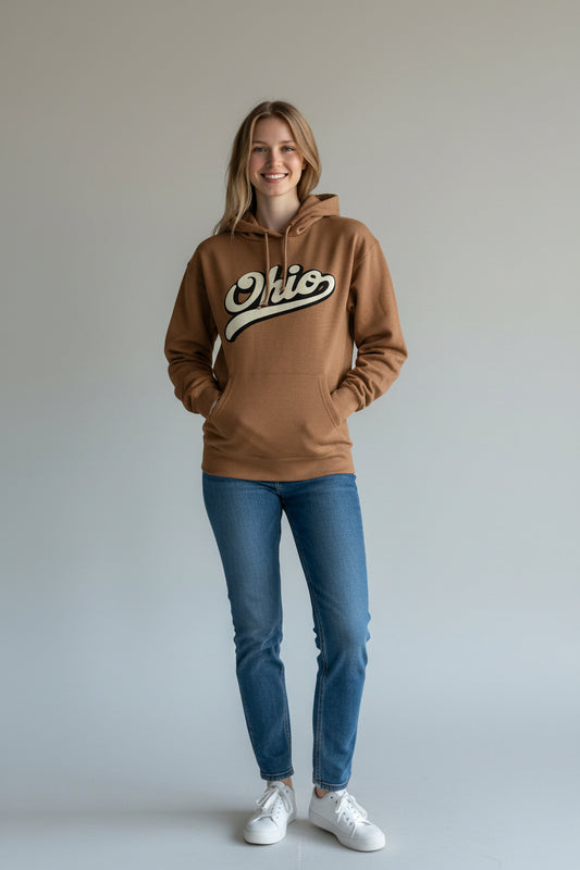 Ohio Script Felt Embroidery Hoodie