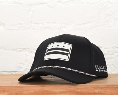 Washington DC City Flag Leather Engraved Dri-fit Performance Rope Hat