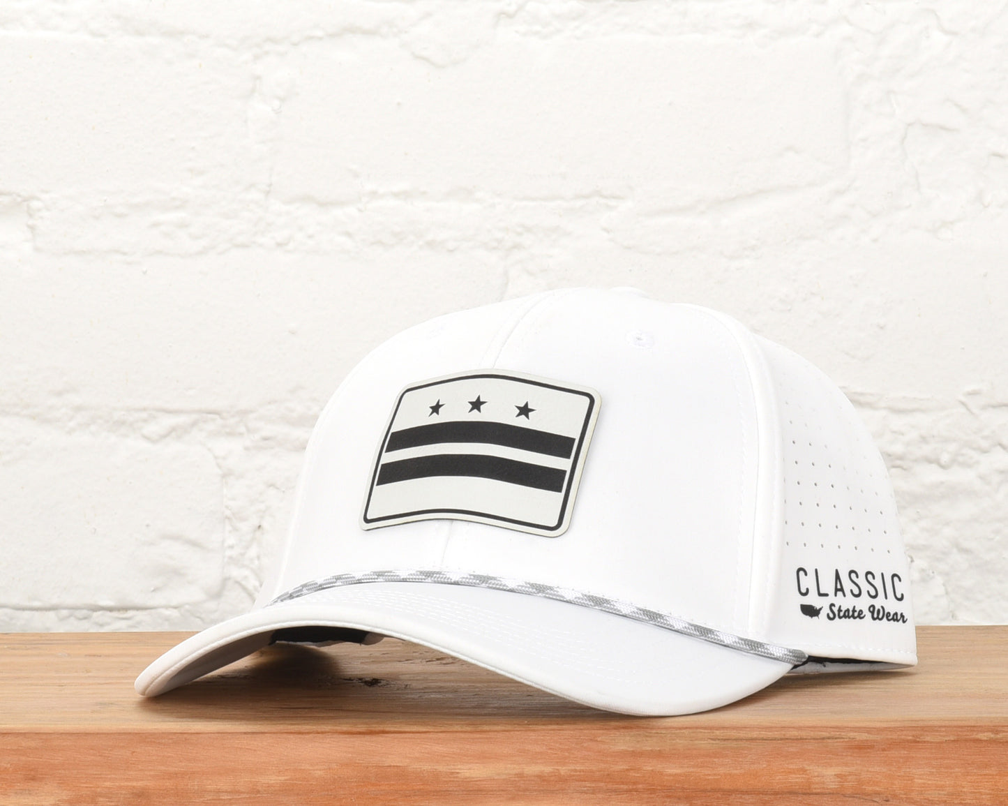 Washington DC City Flag Leather Engraved Dri-fit Performance Rope Hat