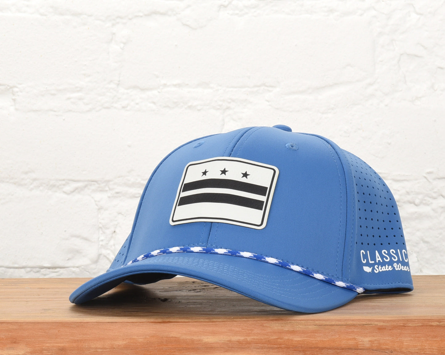 Washington DC City Flag Leather Engraved Dri-fit Performance Rope Hat