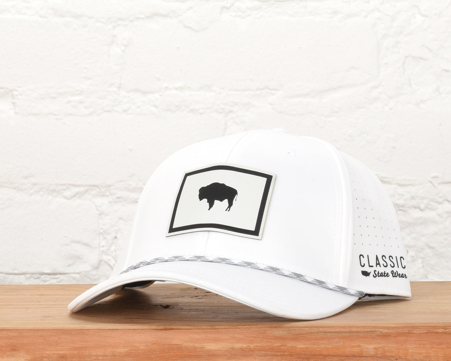 Wyoming State Flag Leather Engraved Dri-fit Performance Rope Hat