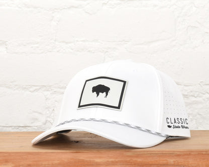 Wyoming State Flag Leather Engraved Dri-fit Performance Rope Hat
