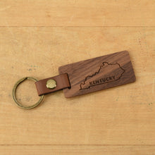 Load image into Gallery viewer, Kentucky Wood/Leather Keychain