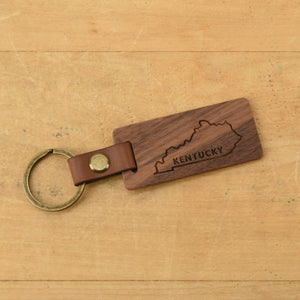 Kentucky Wood/Leather Keychain