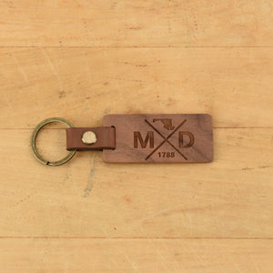 Maryland Wood/Leather Keychain