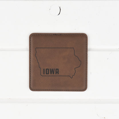 Iowa PU Leather Coasters