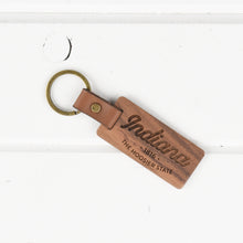 Load image into Gallery viewer, Indiana Wood/Leather Keychain