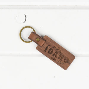 Idaho Wood/Leather Keychain