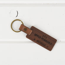 Load image into Gallery viewer, Michigan Wood/Leather Keychain