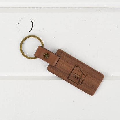 Arkansas Wood/Leather Keychain