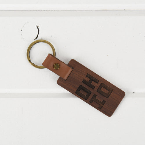 Ohio Wood/Leather Keychain