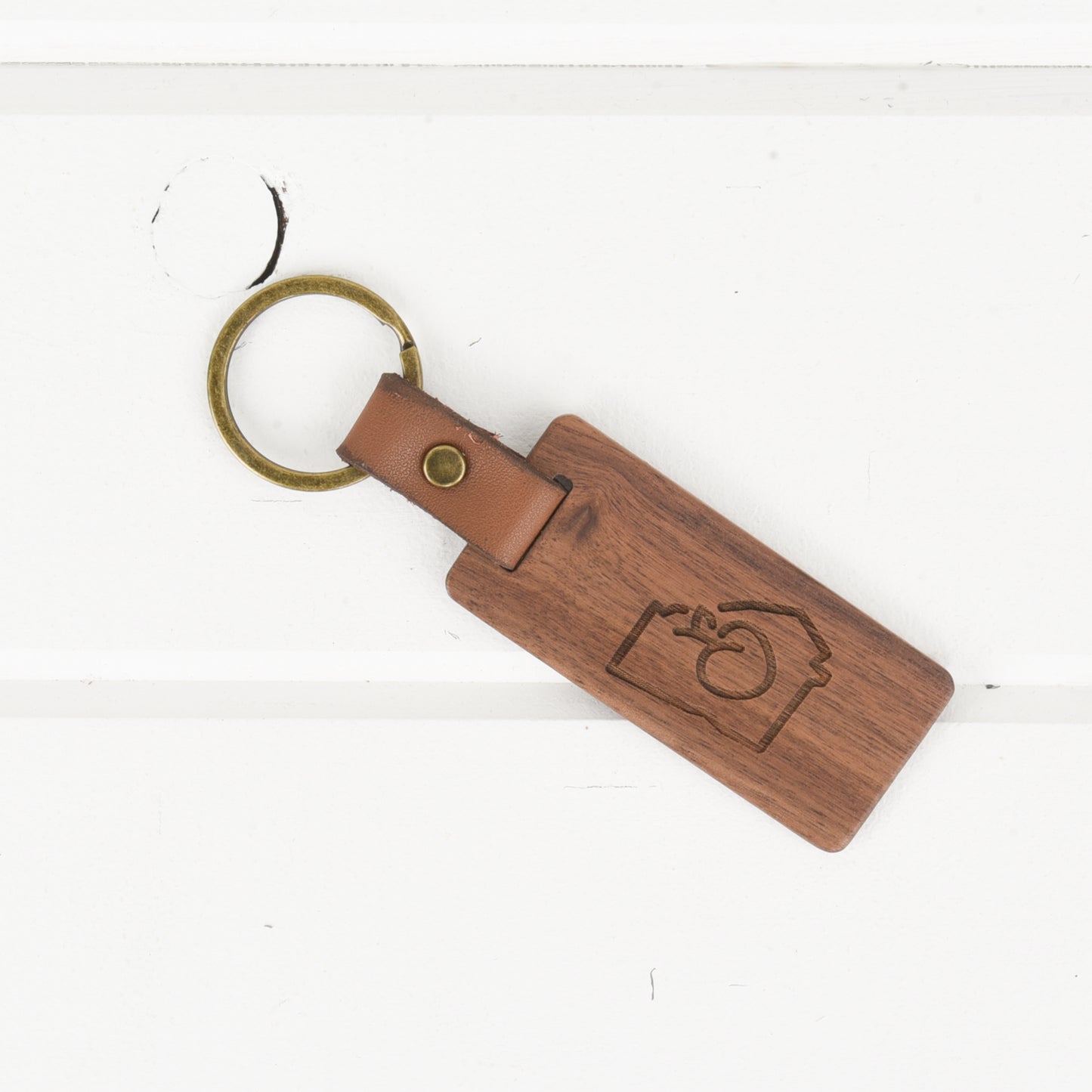 Georgia Wood/Leather Keychain