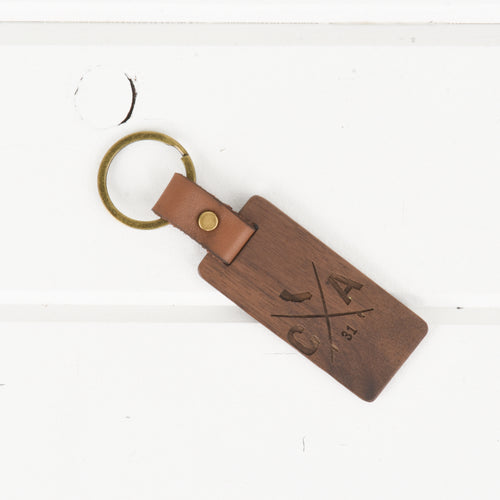 California Wood/Leather Keychain